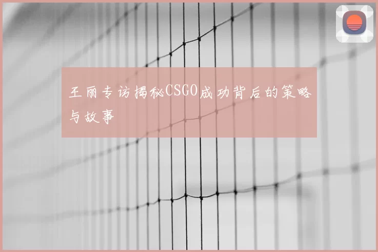 王丽专访揭秘CSGO成功背后的策略与故事